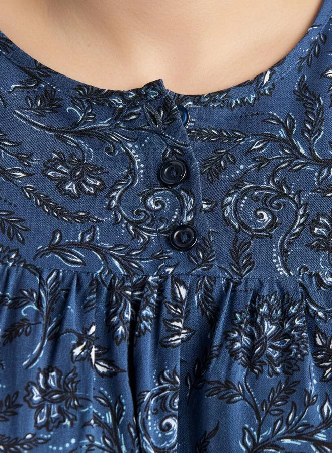 Splash FAV Midi Night Dress Short Sleeves Printed Viscose